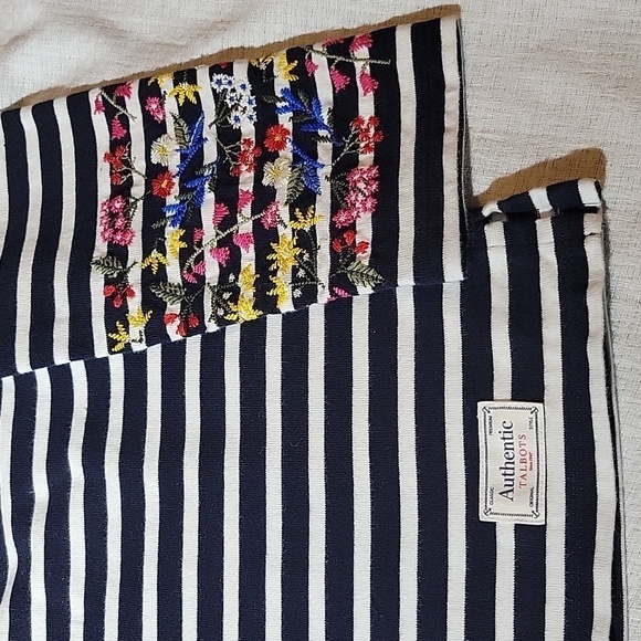 TALBOTS Navy White Striped Long Sleeve Top Blouse Size Medium EUC - Picture 2 of 6